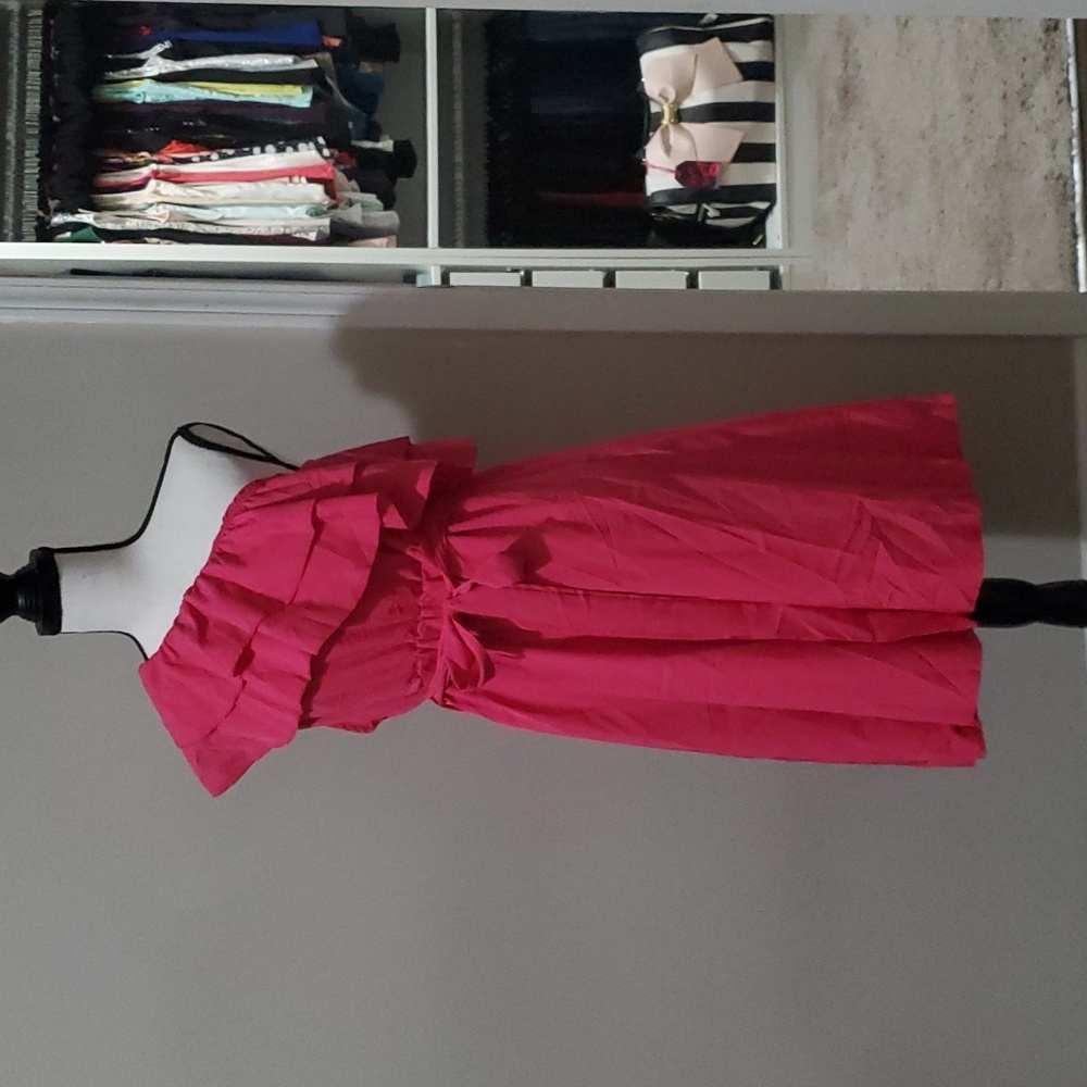 Shein curve pink one shoulder ruffle dress with belt in sz XL